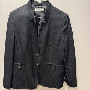 Tahari ASL Black Pinstripe Blazer Size 16